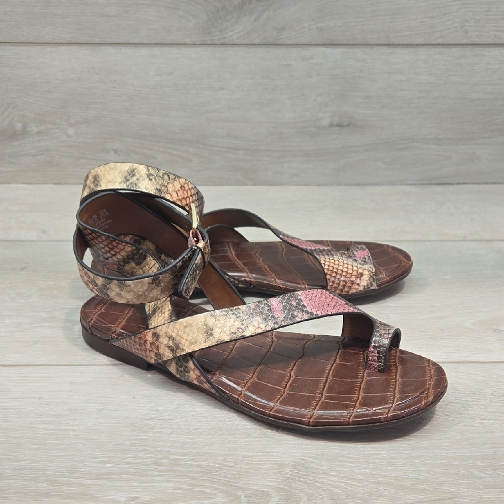 Naturalizer Stylish Women's Sally Snakeskin Leather Sandals Flats Shoes 6.5M
